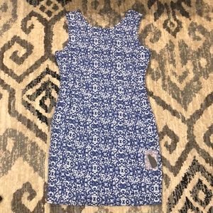 NWT. Medium Blue/White Dress